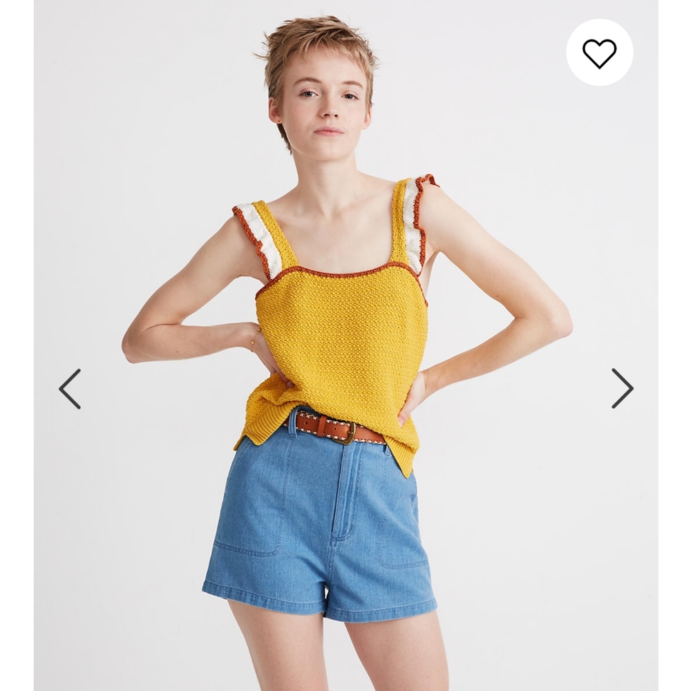 Colorblock Crocheted Ruffle-Strap Sweater Tank
